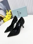 Prada Satin Slingback Pumps With Crystals Black For Women 2.2in/55mm PRD