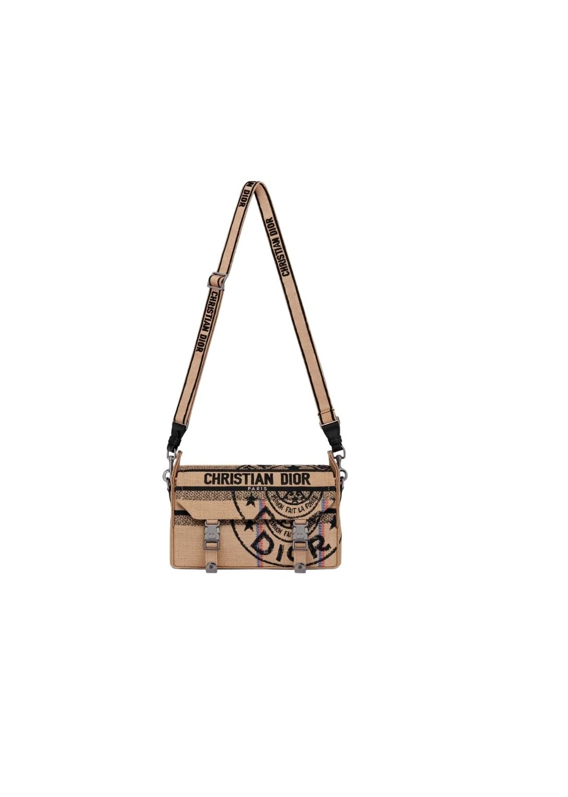 Camp Small Bag In Beige Jute Canvas With Dior Union Motif For Women‎ 9in/23cm CD