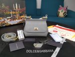 Dolce & Gabbana Small Sicily Bag In Dauphine Gray For Women 7.5in/19cm DG