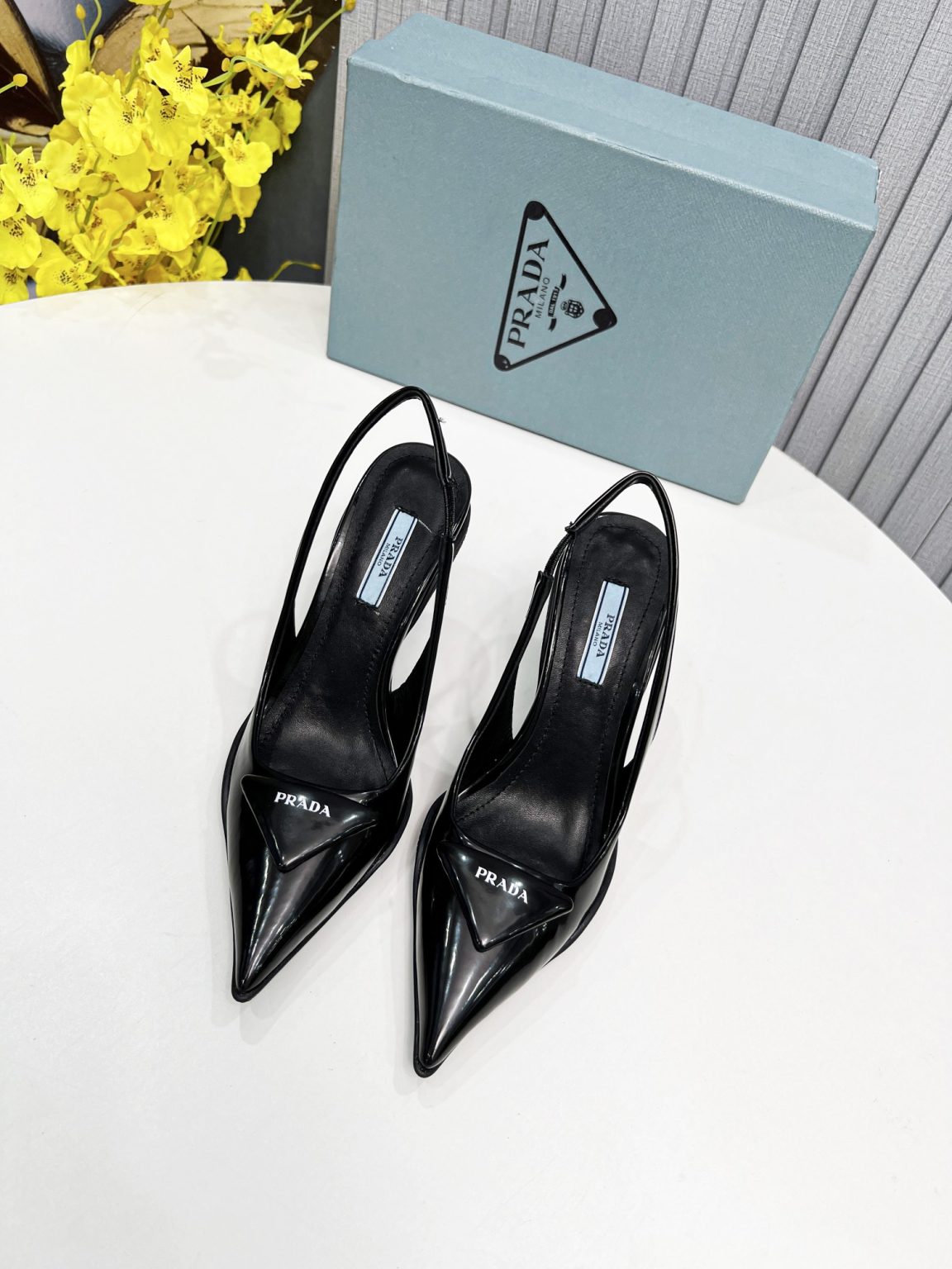 Prada Brushed Slingback Pumps Black For Women PRD 1I565M_055_F0002_F_B090