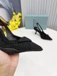 Prada Satin Slingback Pumps With Crystals Black For Women 2.2in/55mm PRD