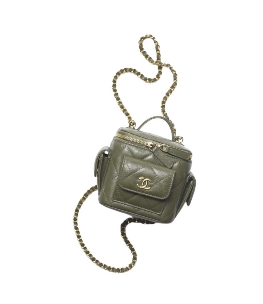 Chanel CC Vanity With Chain Bag Green Khaki For Women 4.3 in/ 11 cm  AP3016