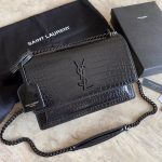 Saint Laurent Sunset Medium Chain Bag Black For Women 8.6in/22cm YSL 442906DND0U1000