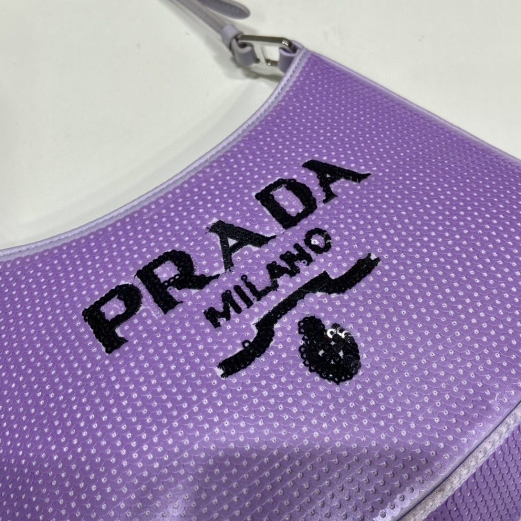 Prada Re-Edition 2000 Sequined Re-Nylon Mini-Bag Blue For Women, Women’s Bags 8.6in/22cm