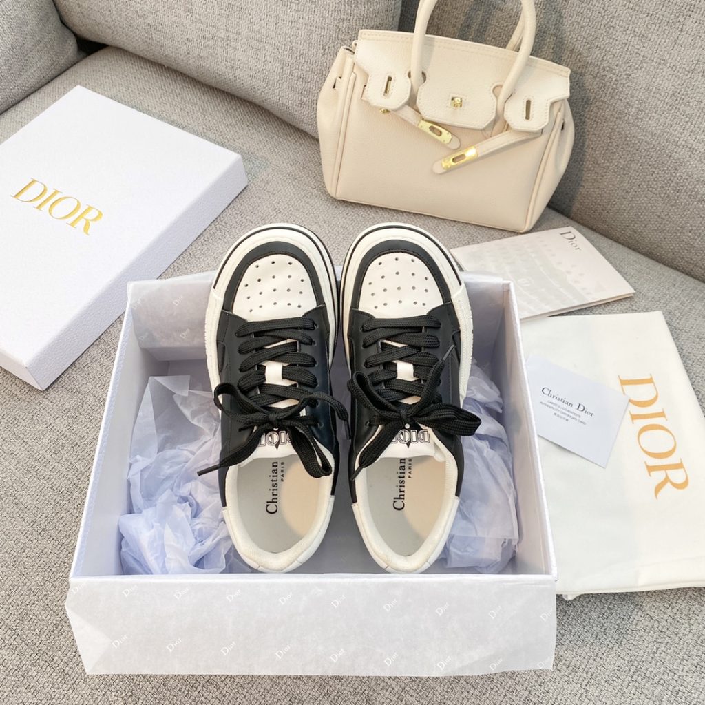 Dior CD D-Freeway Vitello Sneakers White And Black For Women