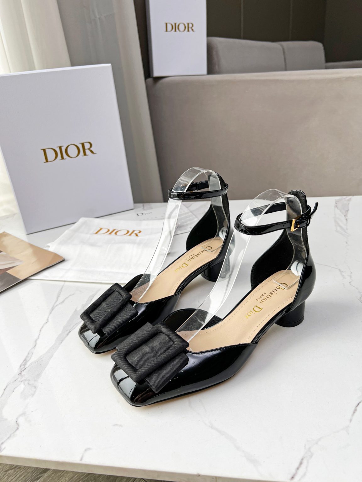 Dior CD Dior Idylle Ballet Pump Black For Women 1.5 in / 3.5 cm KDB777PGO_S900