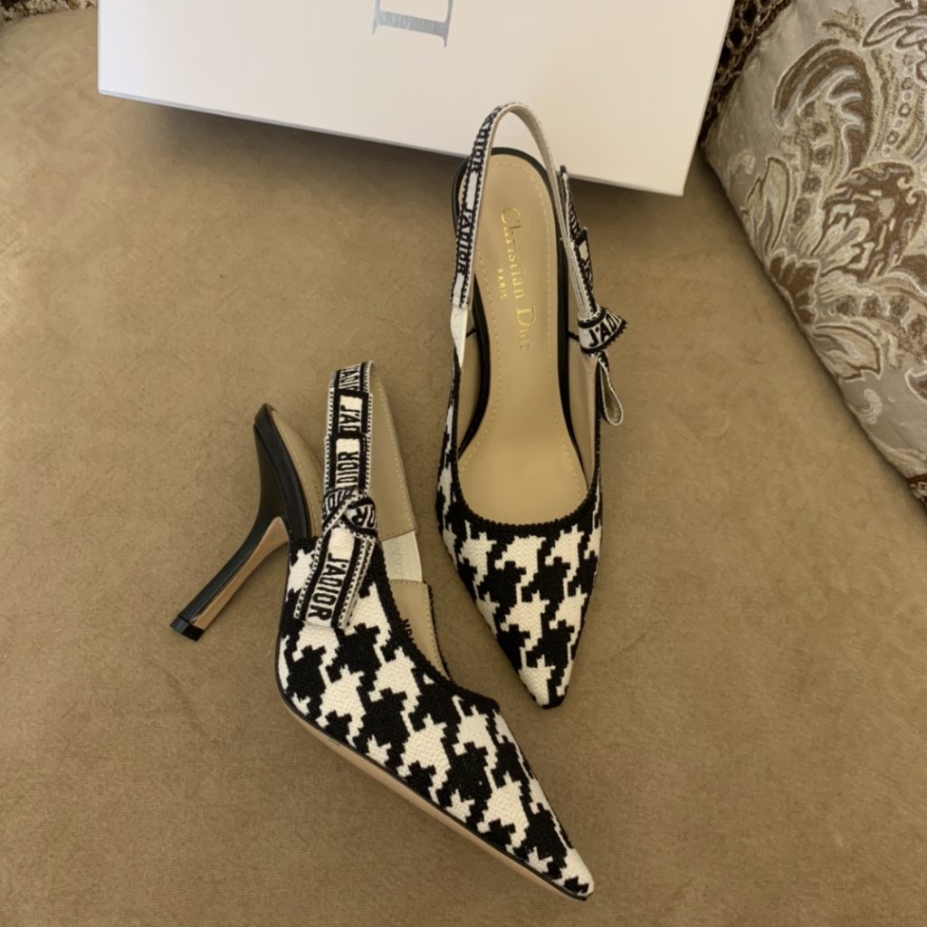 Dior CD J’Adior Slingback Pump Black And White For Women 3.7 in / 9.5 cm