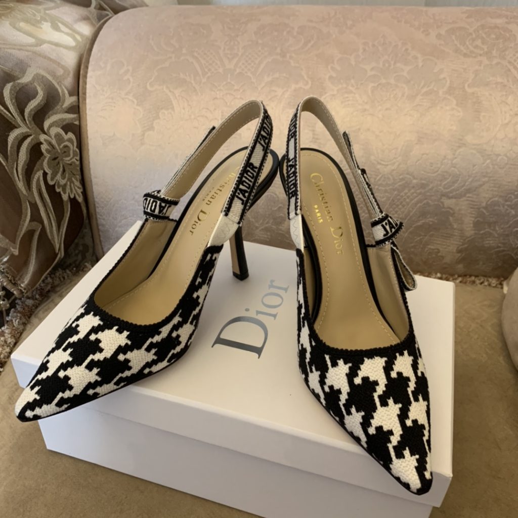 Dior CD J’Adior Slingback Pump Black And White For Women 3.7 in / 9.5 cm