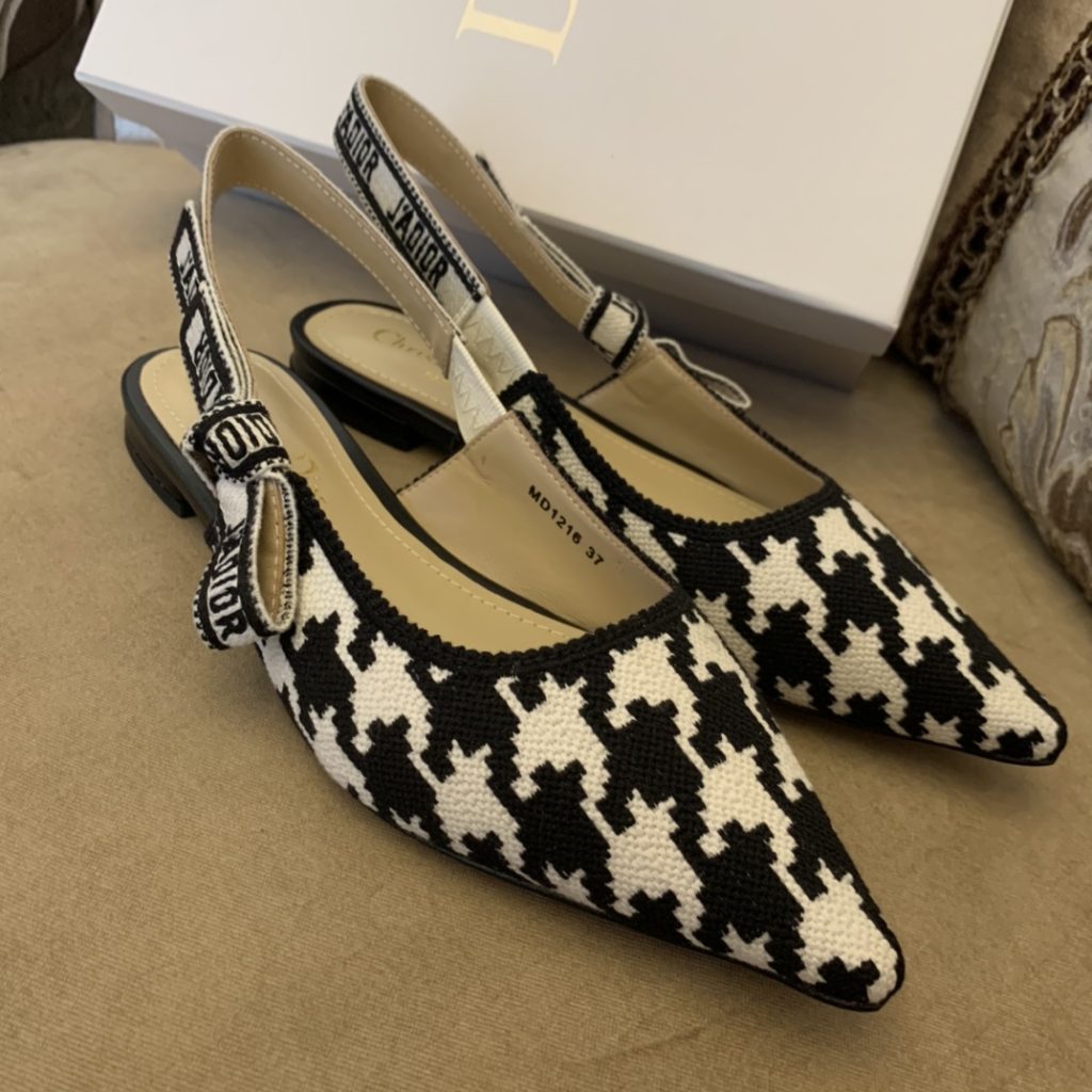 Dior CD J’Adior Slingback Pump Black And White For Women 0.6 in / 1.5 cm