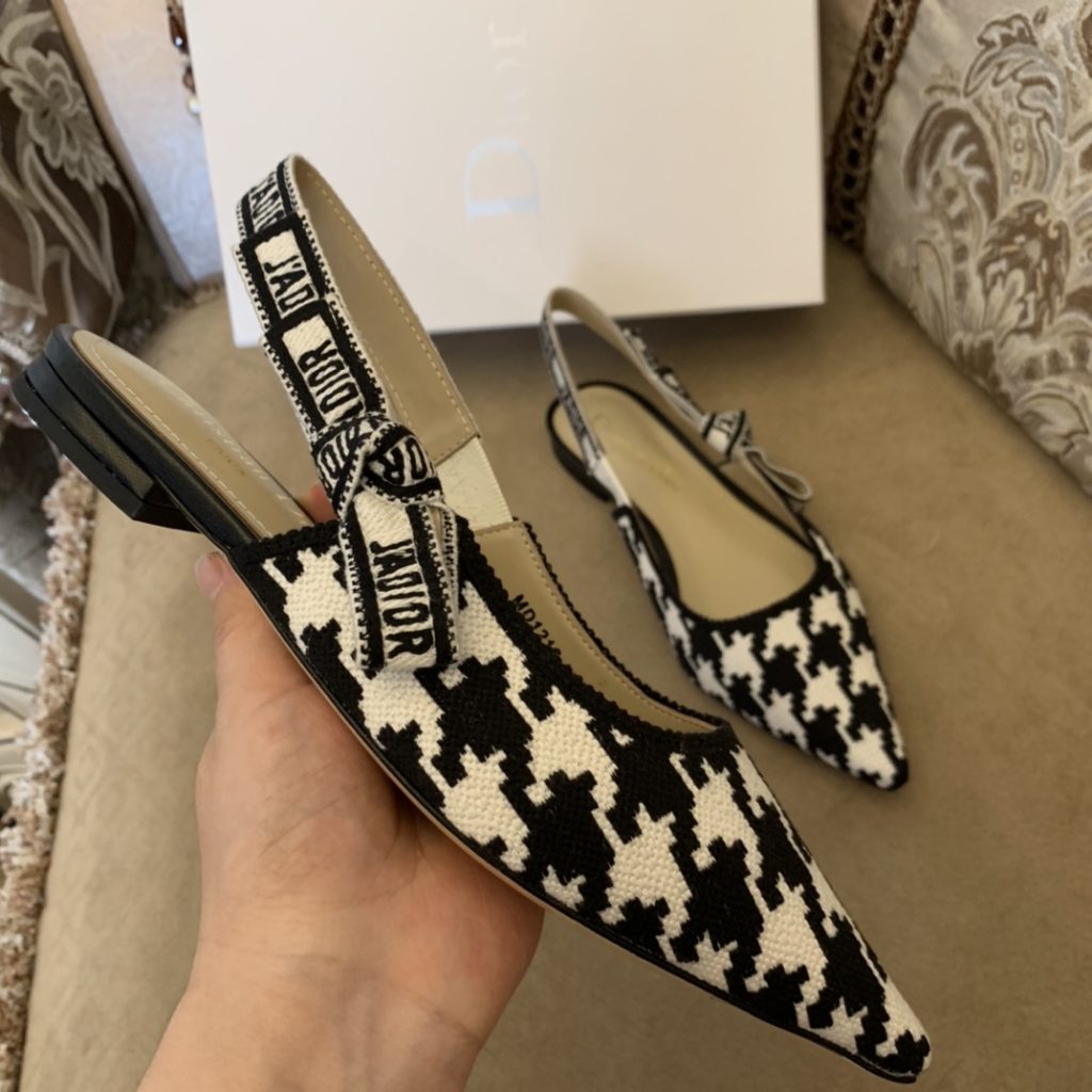 Dior CD J’Adior Slingback Pump Black And White For Women 0.6 in / 1.5 cm