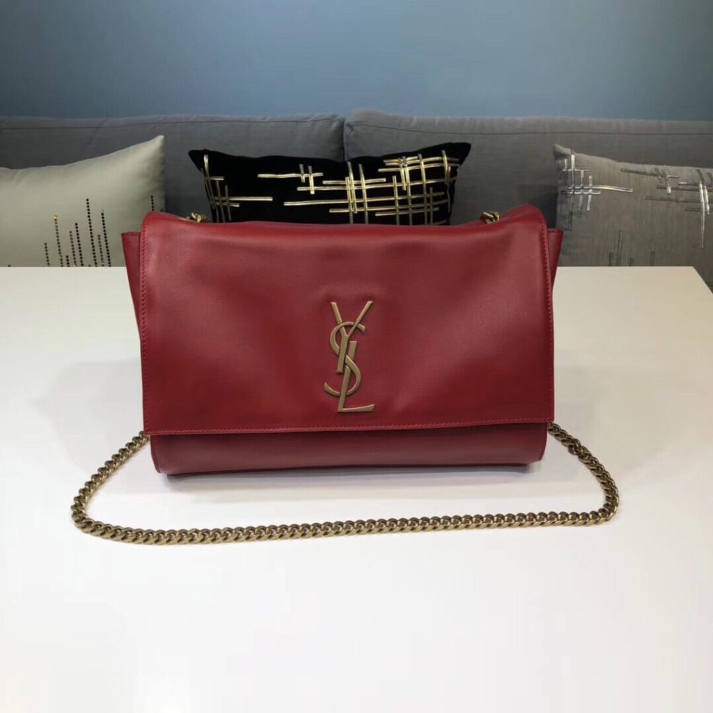 Saint Laurent Kate Medium Chain Bag In Grain De Poudre Red For Women 9.4in/24cm YSL 364021BOW0J6008