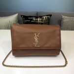 Saint Laurent Kate Medium Chain Bag In Grain De Poudre Brown For Women 9.4in/24cm YSL 364021BOW0J2346