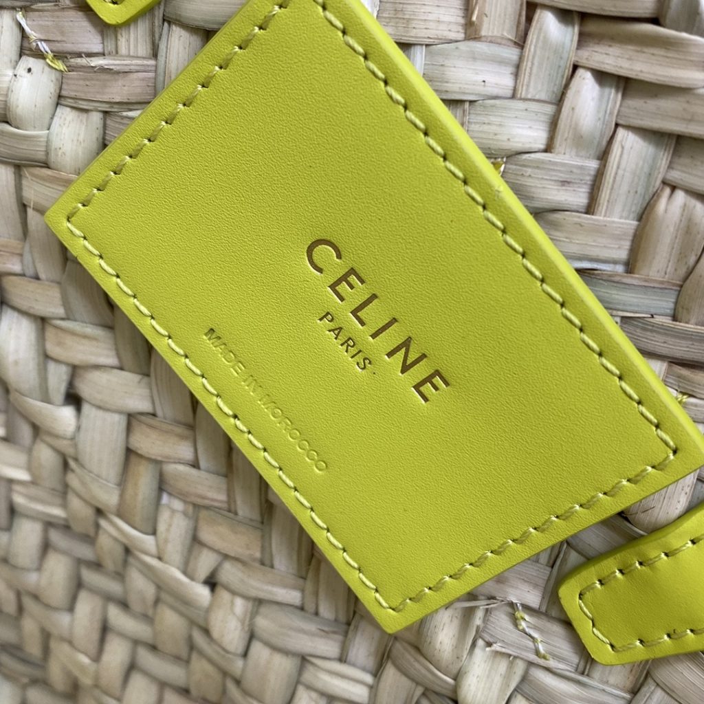 Celine Teen Triomphe Celine Classic Panier In Palm Leaves And Lizard Yellow For Women 8in/20cm 194004EH4.11CT