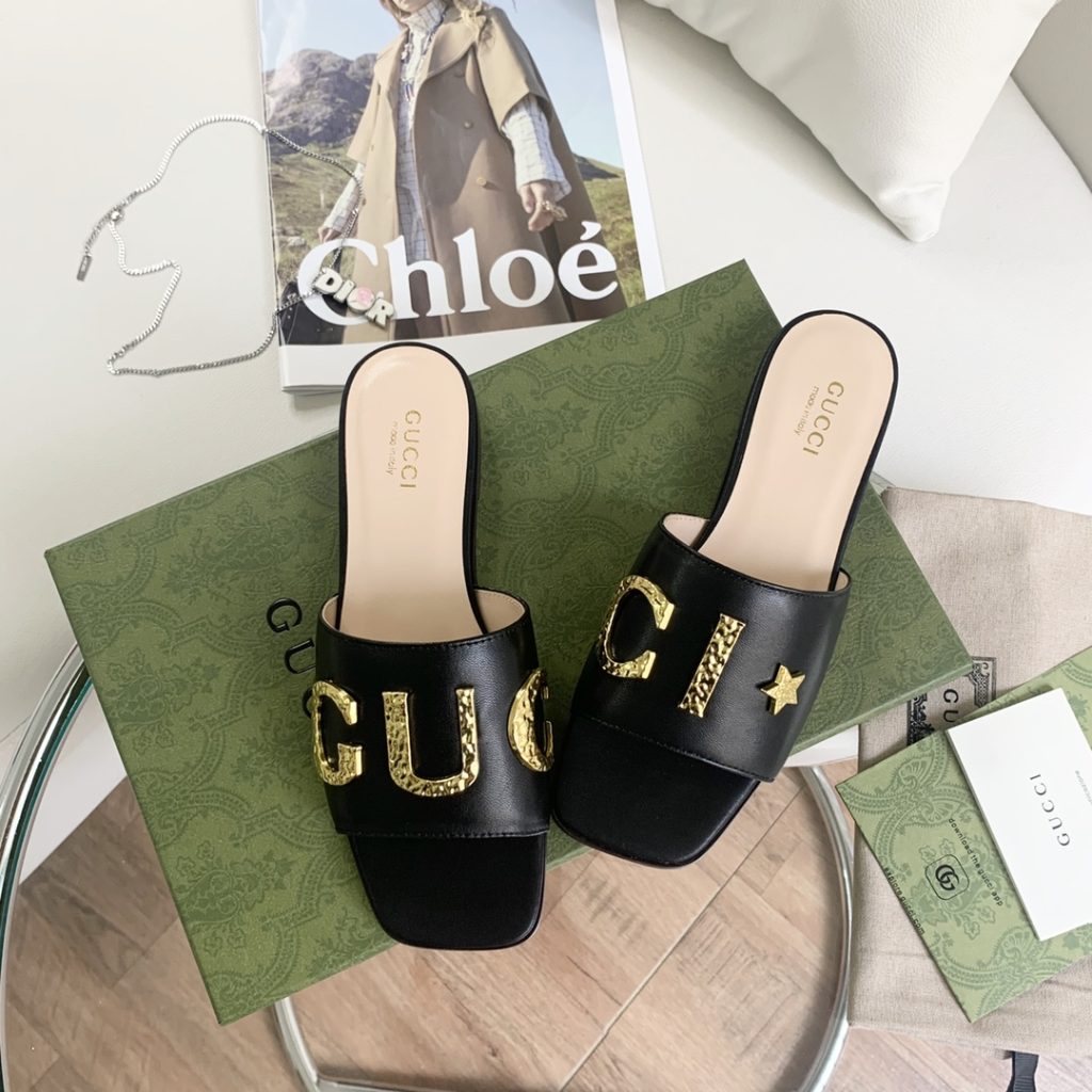 Gucci Women’s ‘Gucci’ Slide Black For Women GG