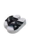 Celine Block Slide In Mesh And Textile With Celine Jacquard White For Women