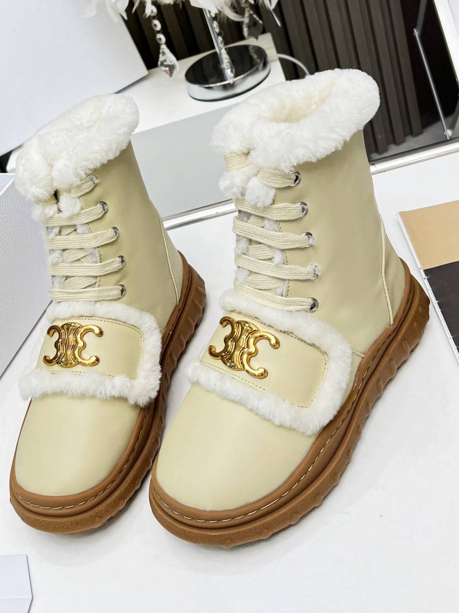 Celine Boot With Fur Beige For Women