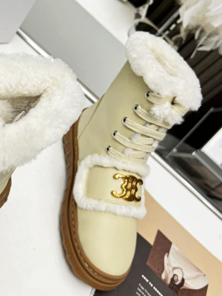 Celine Boot With Fur Beige For Women