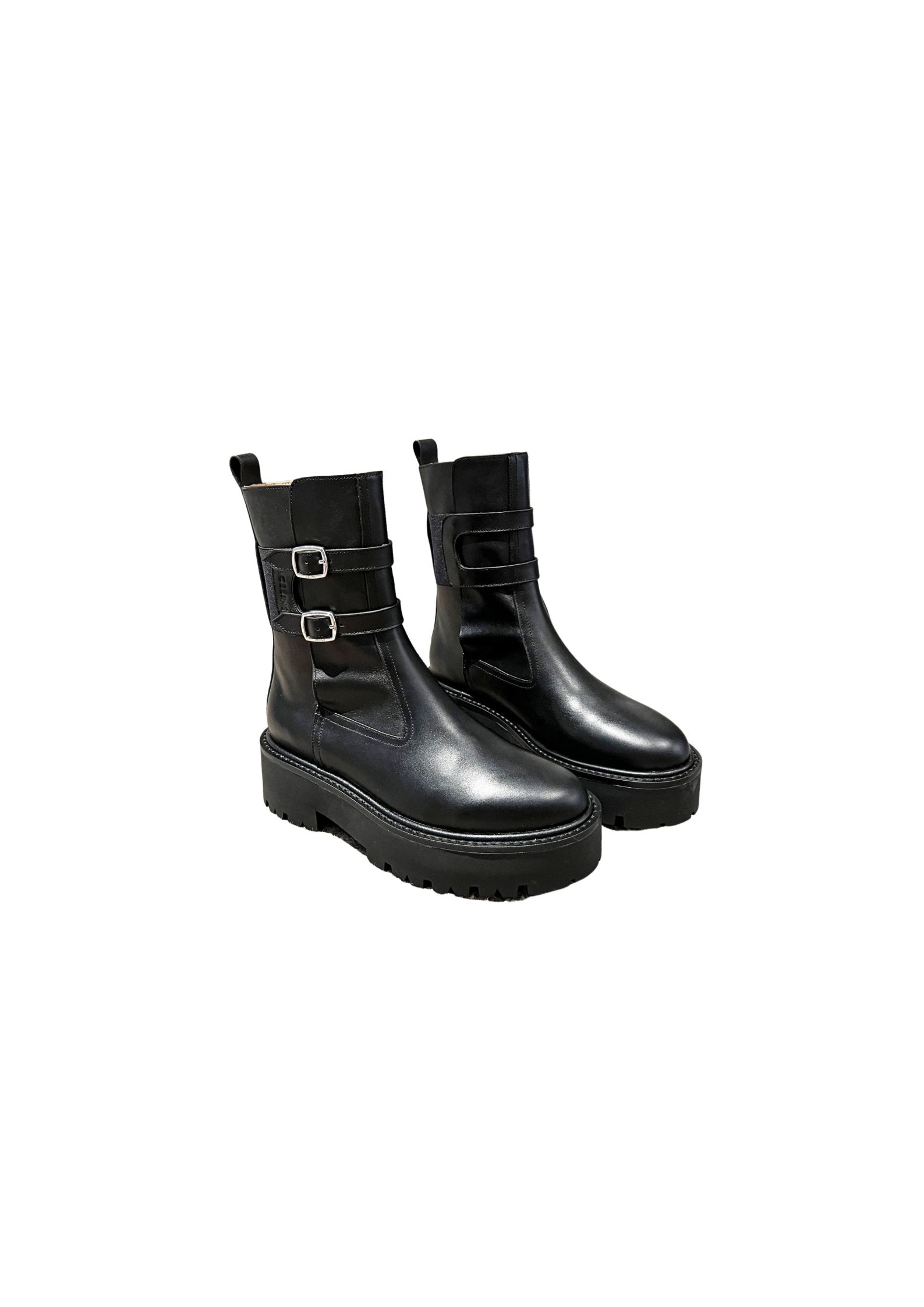 Celine Bulky Buckled Medium Boot Black For Women 346513607C.38NO