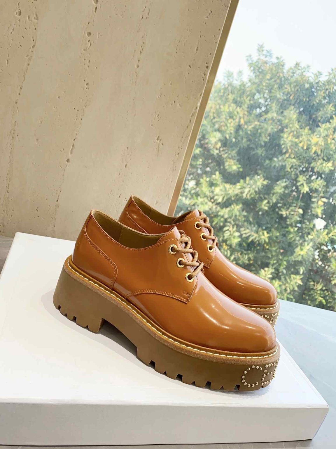 Celine Bulky Derby With Studded Outsole Brown For Women