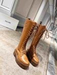 Celine Bulky High Boot With Laces Brown For Women