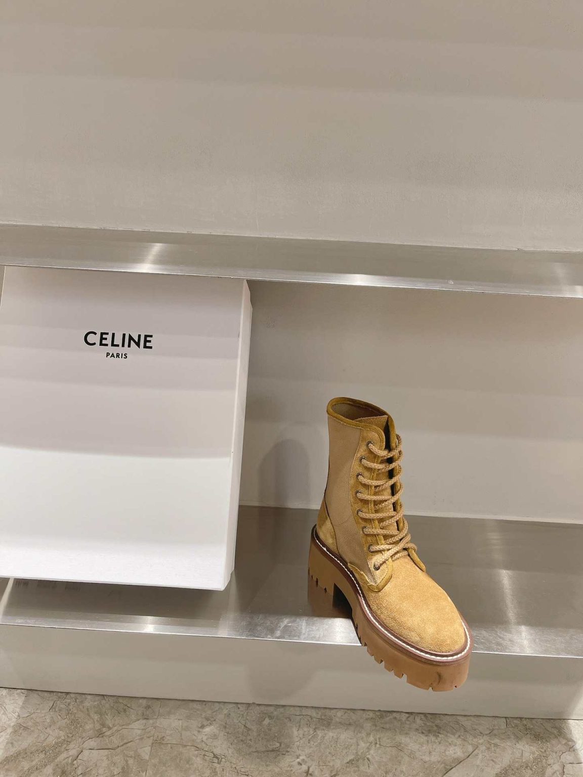 Celine Bulky Lace-Up Boot With Triomphe Brown For Women 354657005C.04DB