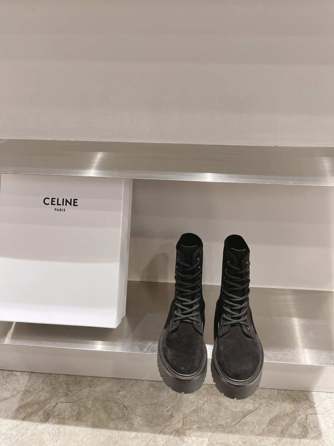 Celine Bulky Lace-Up Boot With Triomphe Black For Women