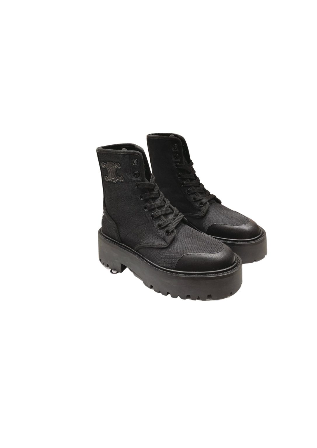 Celine Bulky Laced Up Boot In Nylon Black For Women 345597004C.38NO