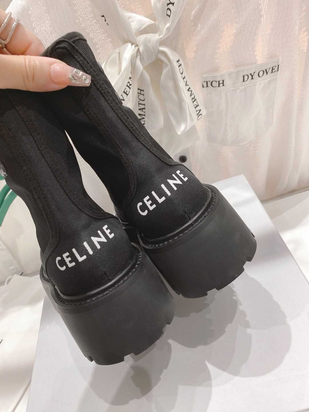 Celine Bulky Laced Up Boot In Nylon Black For Women 345597004C.38NO