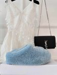 Celine Celine Fur Mule In Shearling Blue For Women