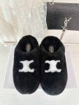 Celine Celine Fur Mule In Shearling Black For Women