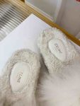 Celine Clea Triomphe Slide With Fur White For Women