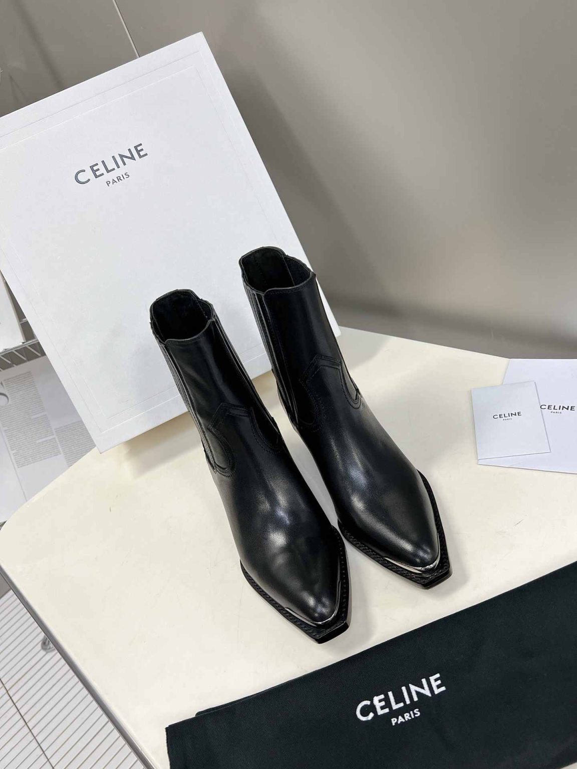 Celine Cruiser Boots Chelsea Boot With Metal Toe Black For Women