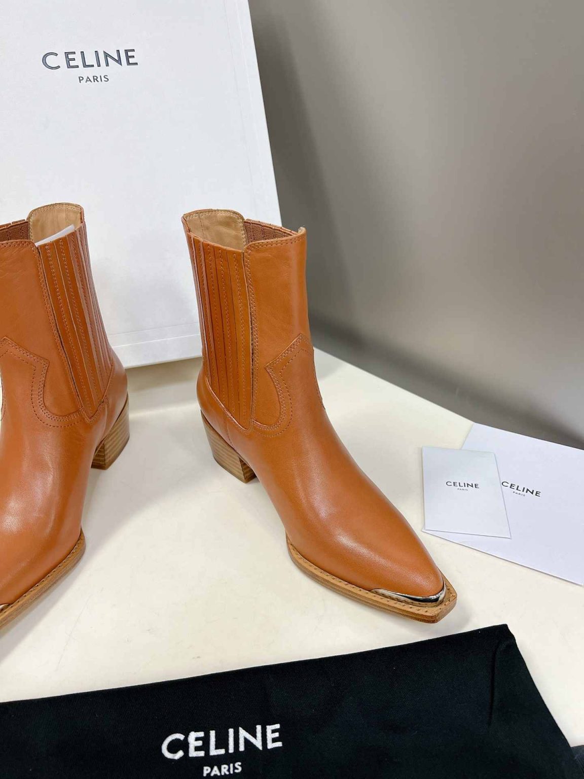 Celine Cruiser Boots Chelsea Boot With Metal Toe Brown For Women