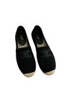 Celine Flat Espadrille With Triomphe Patch Signature In Tweed Black For Women