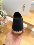 Celine Flat Espadrille With Triomphe Patch Signature In Tweed Black For Women