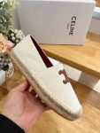 Celine Flat Espadrille With Triomphe Patch Signature In Tweed White For Women