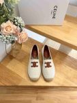 Celine Flat Espadrille With Triomphe Patch Signature In Tweed White For Women