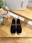 Celine Flat Espadrille With Triomphe Patch Signature In Tweed Black For Women