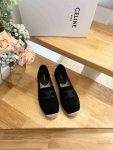 Celine Flat Espadrille With Triomphe Patch Signature In Tweed Black For Women