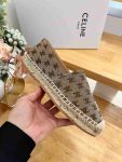 Celine Flat Espadrille With Triomphe Signature In Triomphe Canvas Brown For Women