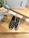 Celine Flat Espadrille With Triomphe Signature In Triomphe Canvas Black For Women