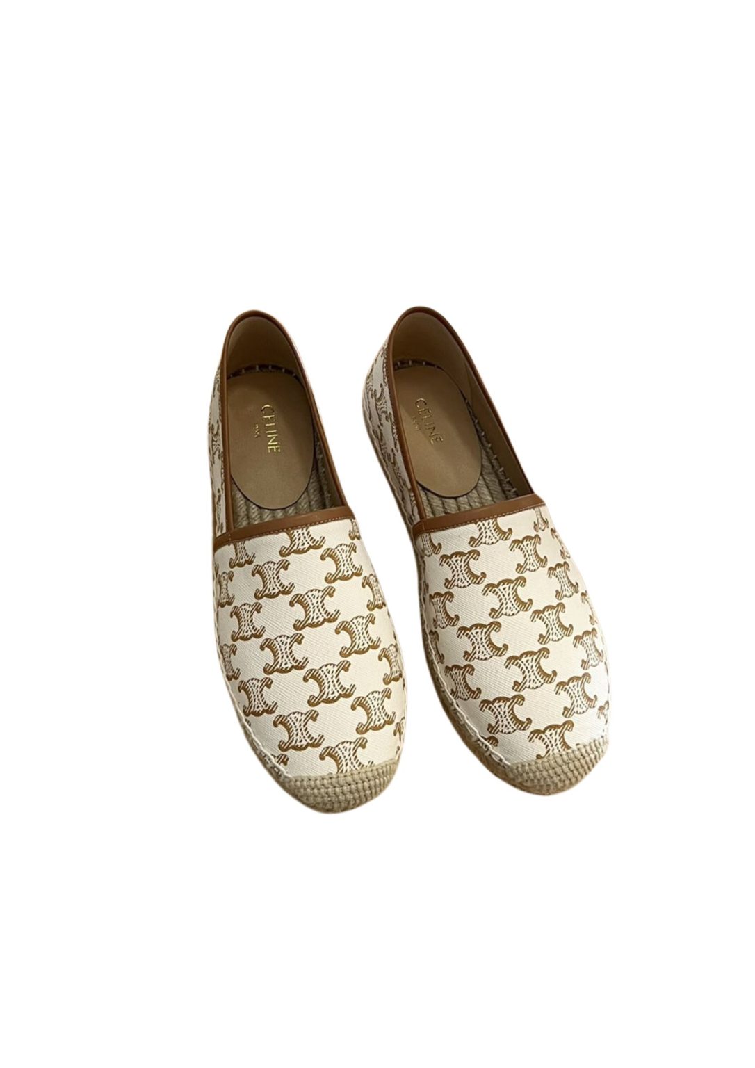 Celine Flat Espadrille With Triomphe Signature In Triomphe Canvas White For Women 354442279C.01EC