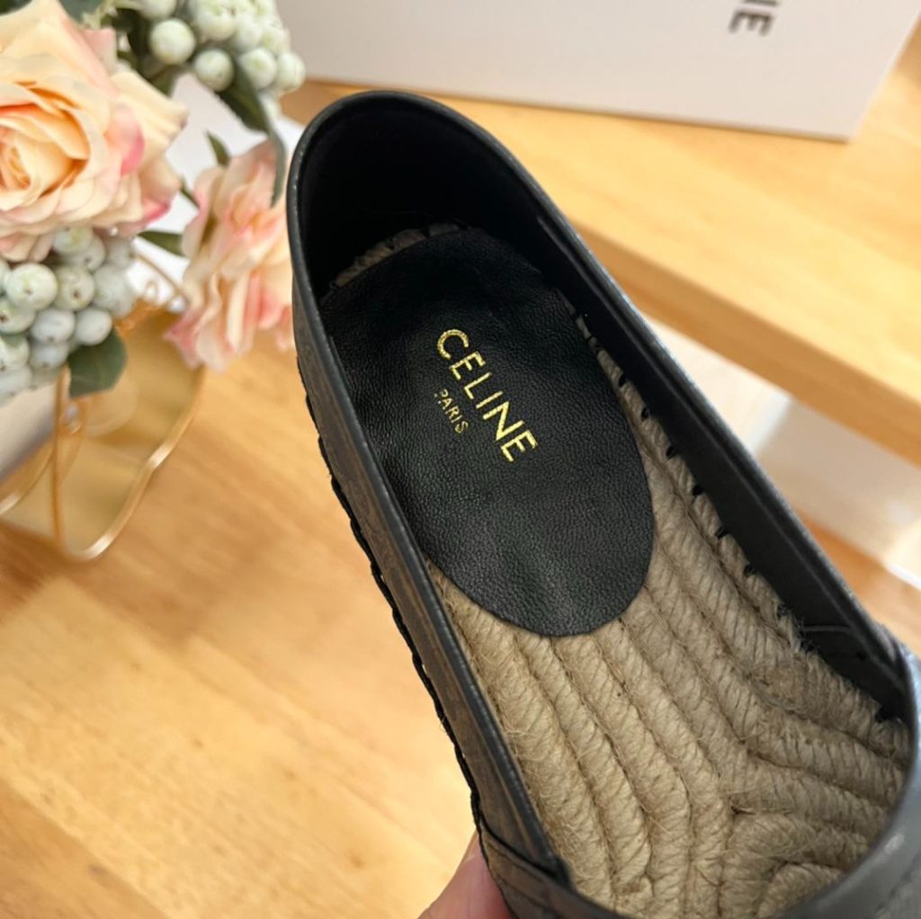 Celine Flat Espadrille With Triomphe Signature In Triomphe Canvas Black And Brown For Women