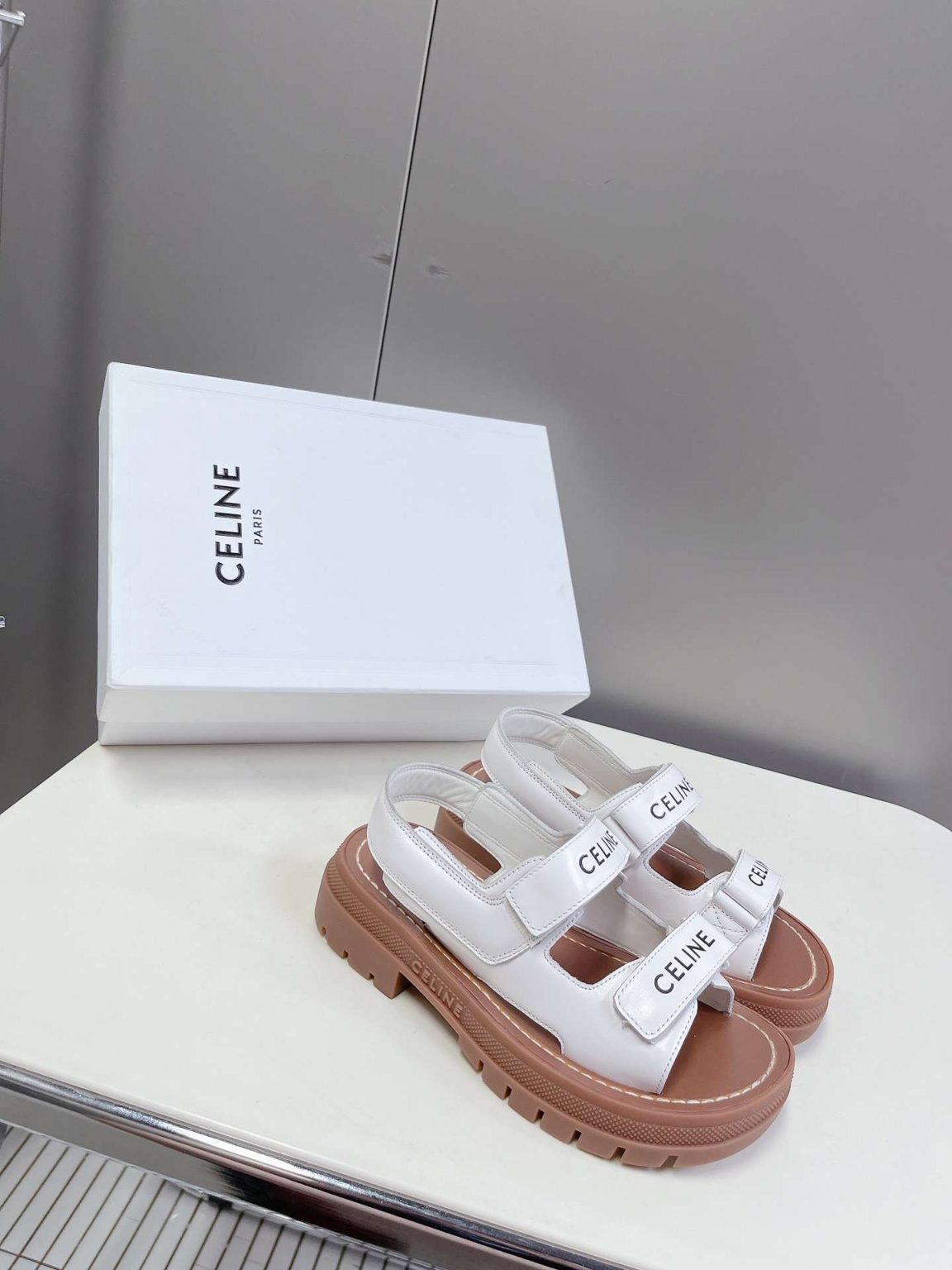 Celine Leo Scratch Sandal White For Women