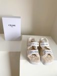 Celine Leo Scratch Sandal With Fur White For Women