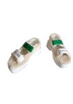 Celine Leo Scratch Sandal With Fur White And Green For Women