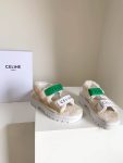 Celine Leo Scratch Sandal With Fur White And Green For Women