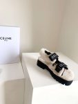 Celine Leo Scratch Sandal With Fur Black For Women