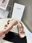 Celine Leo Scratch Sandal With Fur Smooth Brown For Women