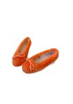 Celine Les Ballerines Celine Ballerina With Triomphe Laces And Fur Orange For Women